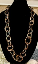 🆕 CHICO’S ANDREA SINGLE FAUX TORTOISE SHELL XL LINK 36” NECKLACE-$59-NWT