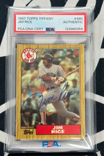 1987 Topps Tiffany Jim Rice  Signed Baseball Card PSA Auto HOF #480 Red Sox