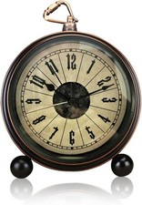 5 Inch Classic Retro Alarm Clock, Non Ticking Silent Metal Vintage Antique Tabl