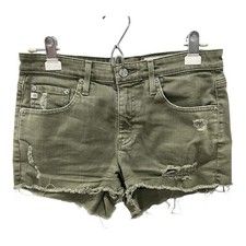 AG THE BRYN Shorts Size 26R Olive Green AG-ED Denim X-Boyfriend Cut Offs Summer