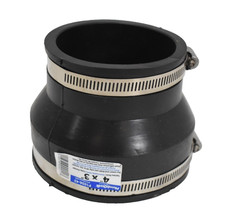 Fernco PlumbQwik P1056-43 Flexible PVC Reducing Coupling Connects 4" Pipe to 3"