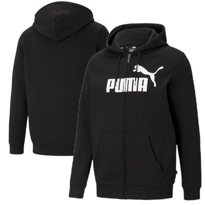 Puma Herren Zip Hoodie Schwarz Essentials Big Logo Hoodie - Neu