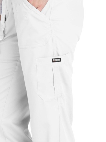 Grey's Anatomy Women's 4245 Junior Fit 4-Pocket Elastic Back Scrub Pants, White, - Picture 3 of 6