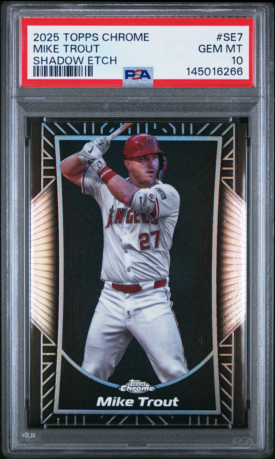 145016266 Mike Trout 2025 Topps Chrome #SE-7 Shadow Etch PSA 10