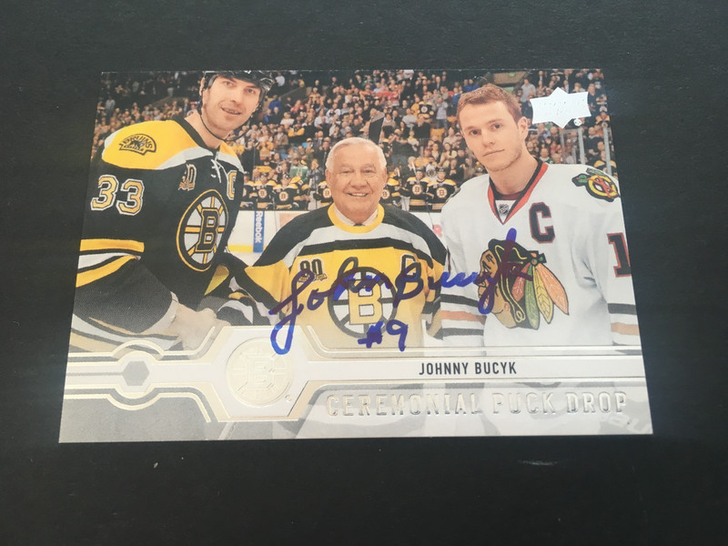 2019-20 U.D. CEREMONIAL PUCK DROP #CPD-3 JOHNNY BUCYK AUTOGRAPHED CARD