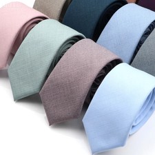 Men's Skinny Necktie Solid Color 6cm Casual Wedding Suit Cravat Accessory