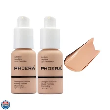103 Warm Peach PHOERA Full Coverage Makeup - 2 Pack Soft Matte Foundation Liquid