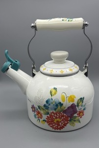 The Pioneer Woman Tea Kettle Blooming Bouquet Enamel on Steel 2 Quart Farmhouse