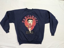 Vintage 90s Betty Boop FABULOUS Crewneck Sweatshirt NAVY Ladies LG