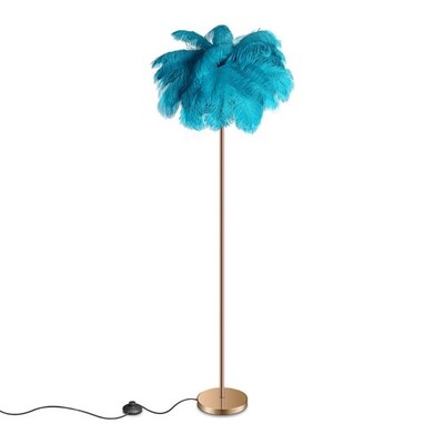Feather Floor Lamp Corner Lamp with 5 standard G4 Bulbs -Blue For Living Room