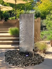 Stainless Steel Water Wall Staffora 1.2m Garden Water Feature with Reservoir LED