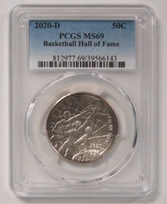 2020 D Basketball Hall of Fame 50 Cent Modern Commem PCGS MS69