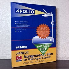 Apollo Transparency Film Plain Paper Copier 8.5 X 11" Clear OPENED 60 Sheets