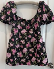 Lulu's Completely Beloved Black Floral Off-the-Shoulder Mini Dress Black XL New