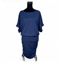 SHEIN Navy Blue Batwing Sleeves Dress W/Adjustable Straps ion The Skirt M, NWOT