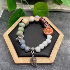 Handmade Ceramic Bead Beaded Stackable 6.5  Plus Stretch Bracelet New B429