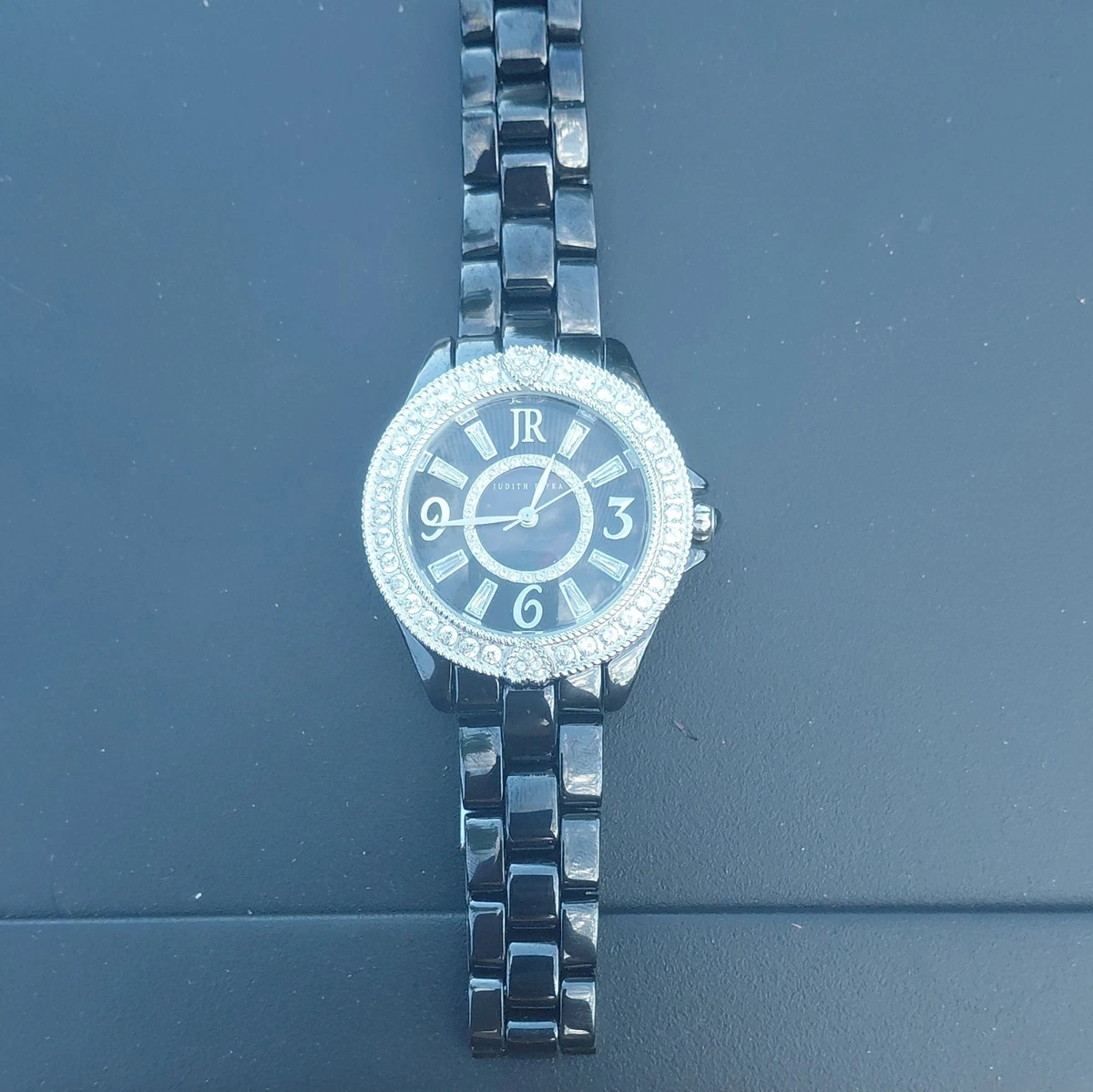 Judith Ripka Stainless Steel Case Ceramic Band Wristwatches 
