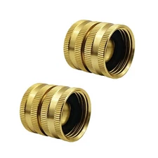 2 Pack 3/4 Inch Garden Hose Connector Double Female Brass Hose Connectors
