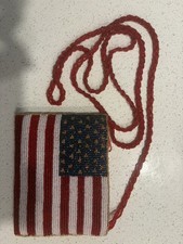VINTAGE BEADED PURSE, U.S. FLAG DESIGN, 24" STRAP, 4" x 5", Excellent Condition.