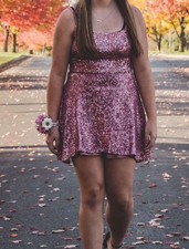 Mauve Pink Sequin Homecoming Dress Size 9 Only Worn Once