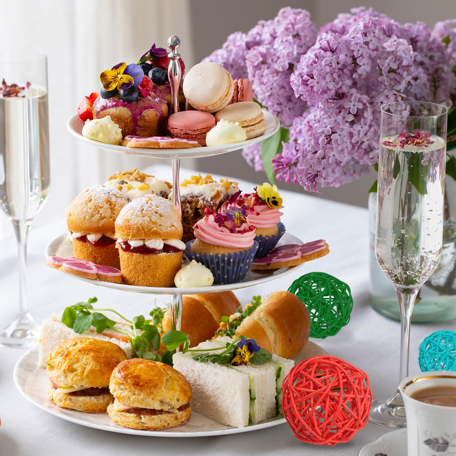 36 Pcs Wicker Rattan Balls White/Deep Blue/Blue/Gray 4 Size