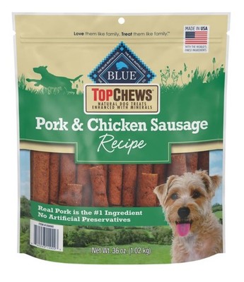 Blue Buffalo Top Chews Pork & Chicken Sausage Bites Dog Treats 36 Oz EXP 10/2027