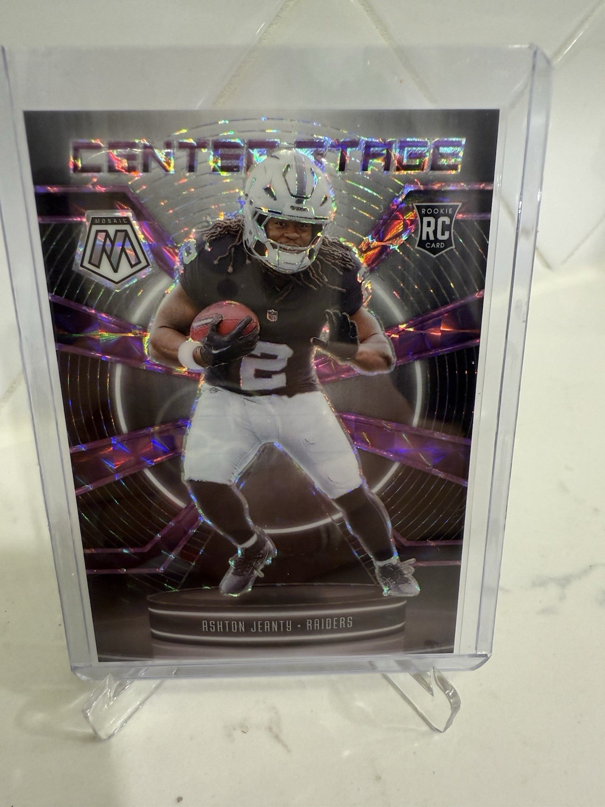 2025 Panini Mosaic Football Ashton Jeanty Center Stage Purple /49 Raiders