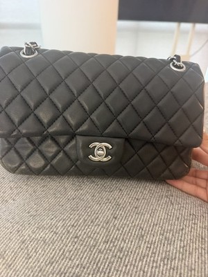 CHANEL Leather Shoulder Bag Black Non Authentic