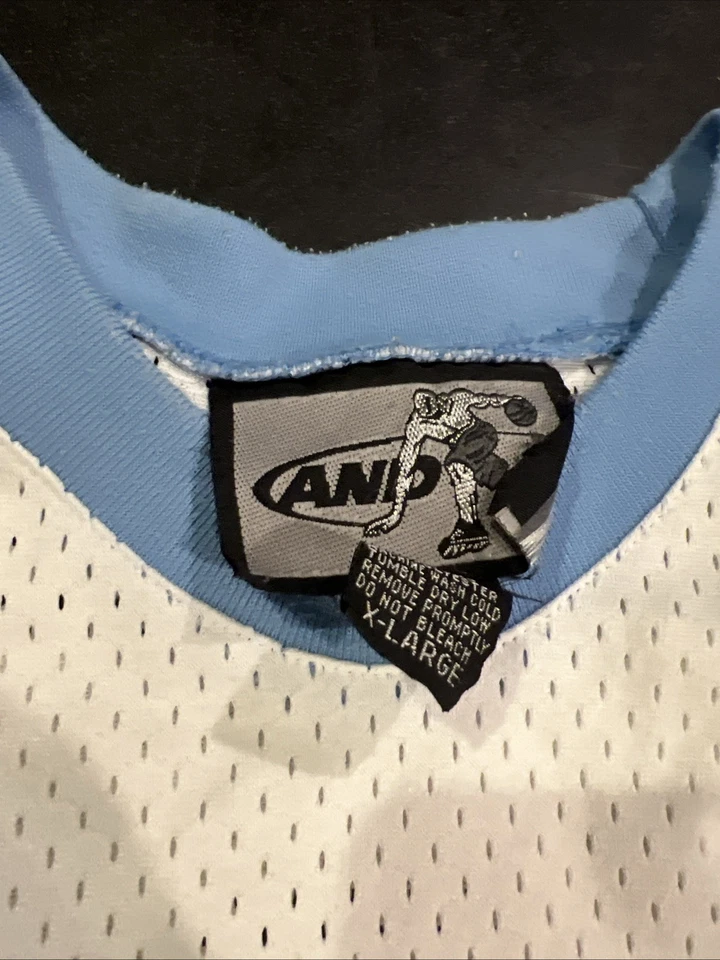 Camiseta deportiva de baloncesto AND1 blanca azul claro extra grande para hombre malla sin mangas Foto 3 de 4