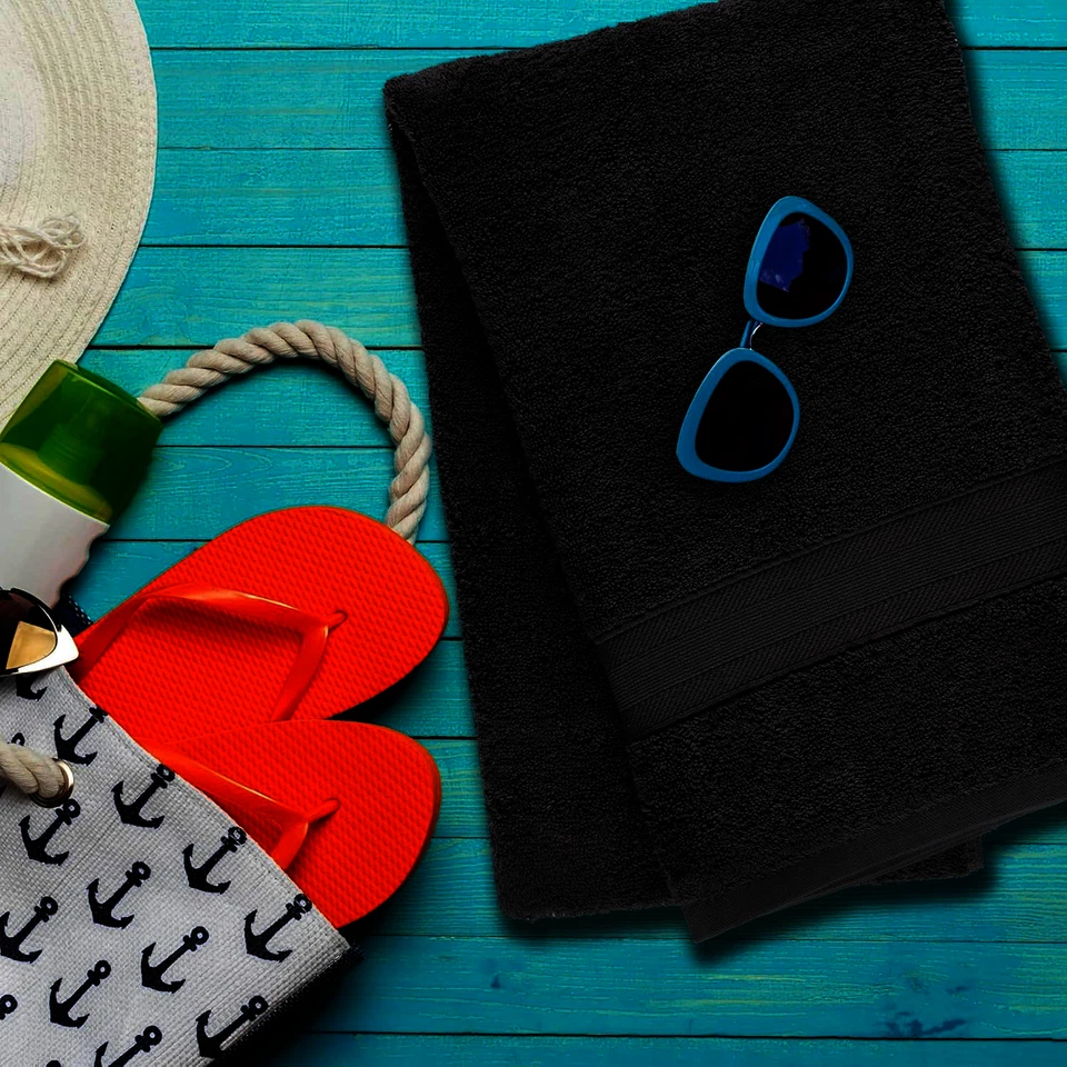 2x Big Super Jumbo Bath Sheets Black 150x200 cm Egyptian Cotton XXXL Bath Towels - Image 4 of 4