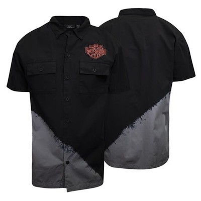 Harley-Davidson Damen Schwarz Diagonal Lackiert S/S Woven Shirt (S02)