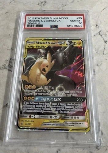 The Pokémon Company 2019 Sm-Team Up Pikachu & Zekrom GX 33/181 Holo PSA 10 EN