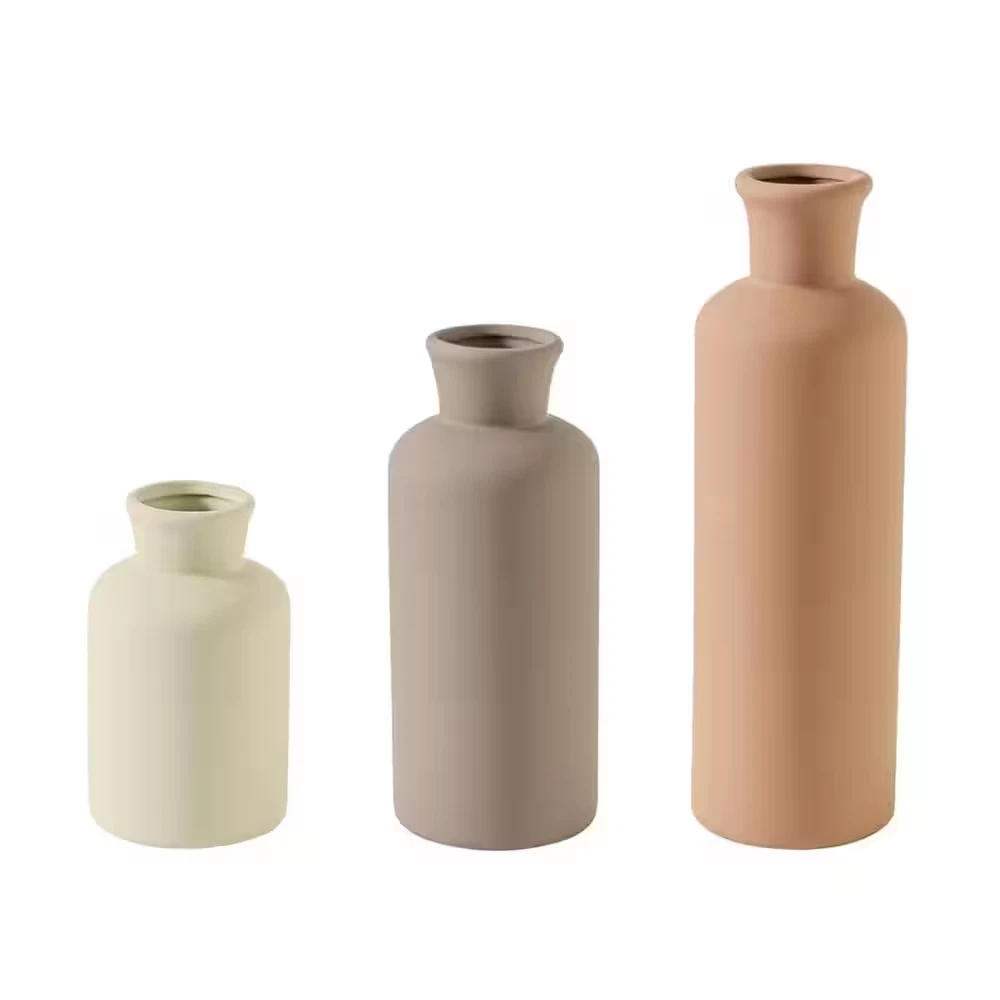 Multi-Colored 3 In. X 10 In. Ceramic Modern Vase Set of 3
