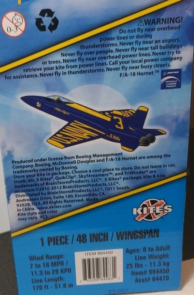 Cometa 3D Blue Angels 2012 de gran tamaño XKITES con triple bobinadora adicional/línea #994450 rara Foto 4 de 4