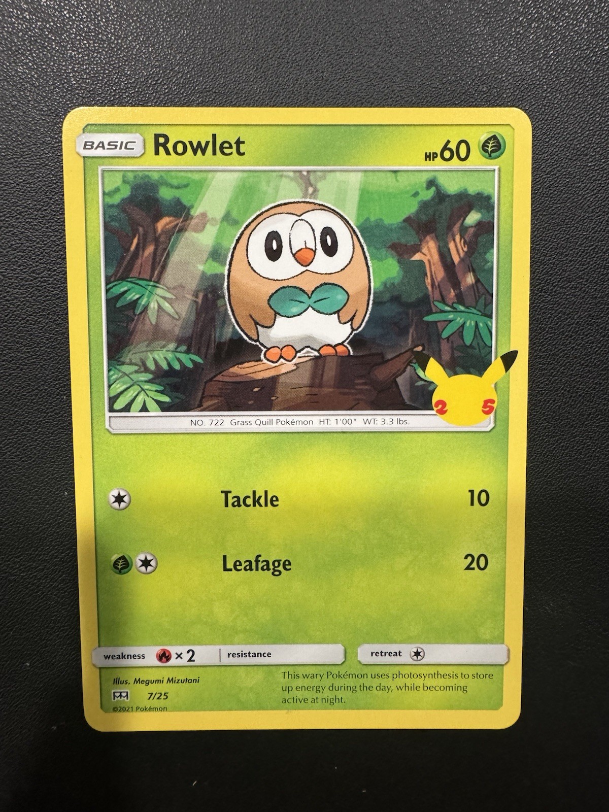 POKEMON TCG ROWLET 7/25 MCDONALDS COLLECTIONS 2021 NON HOLO!!