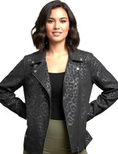 ZENERGY BY CHICO'S "CRUSIN CHEETAH" PRINT MOTO STYLE JACKET - CHICO'S SIZE 1