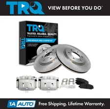 TRQ Front Brake Calipers Ceramic Pads Rotors Fits 08-10 QX56 08-11 Armada Titan