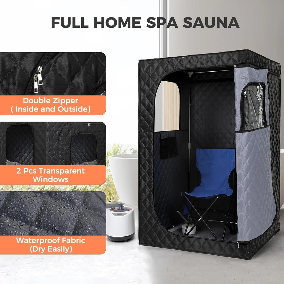 Tienda de sauna de vapor portátil mejorada para el hogar con generador de 2,6 L y control remoto Foto 4 de 4