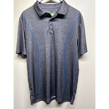 PGA TOUR PRO SERIES Mens Golf Polo Shirt Large Athletic Fit Grey Blue Trim
