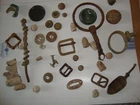 Civil War relics lot, buckles, bullets, misc