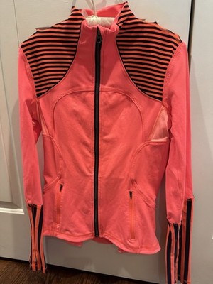 Lululemon Define Orange Slim Track Jacket Full Zip Thumbholes Pockets Size 8