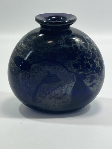 Vintage MCM Loren Chapman Vase Signed 1977 5.5" Tall Abstract Art Glass Vase