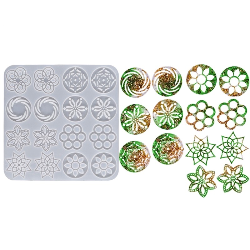 Shiny Hollow Flower-shaped Keychain Silicone Mold for Valentine Gift