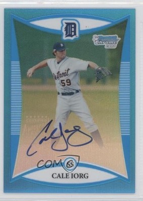 2008 Bowman Chrome Prospects Blue Refractor 108/150 Cale Iorg Rookie Auto RC 0s3