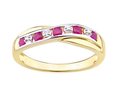 4.10 Ct Natural   Eternity Ruby & Diamond Engagement Ring 14K Yellow Gold All Sz