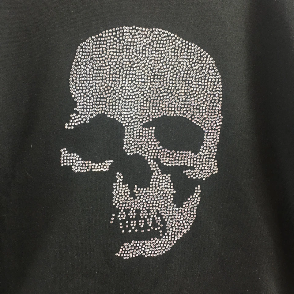 Sudadera Zara Mujer XL Negra Estrás Manga Larga Cuello Redondo Pullover Informal Foto 4 de 4