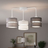 Deckenlampe Deckenleuchte Schlafzimmerleuchte Grau 3 Flammig Stoffschirm L 56 Cm