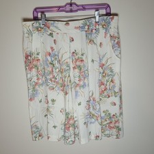 Vintage Toni Garment Women Floral Shorts Sz 20 Elastic Waist Retro Pleated 90s