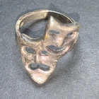 STERLING SILVER 925 Rings N15 4.2g Sz 5 Theater Masks Mask Happy Sad Laughing