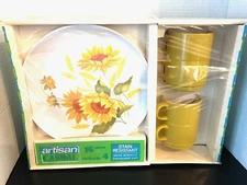 NIB National Home Products Melamine Artisan Ware Sundance # 216  Sunflower 16 pc